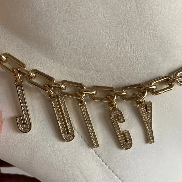 Juicy Couture White Heeled Boots with Gold Accent - Picture 7 of 8